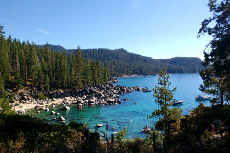 Lake Tahoe Beautiful blue waters of East Lake Tahoe, for Ellen Blazer's travel blog To Travel and Bloom