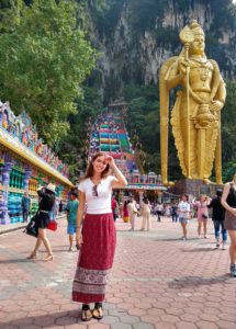 Ellen visiting the Batu caves, a Hindu cave temple in Kuala Lumpur, Malaysia